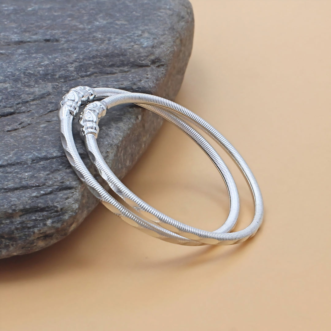Handcrafted Real Silver Elephant Face Bangles for Children