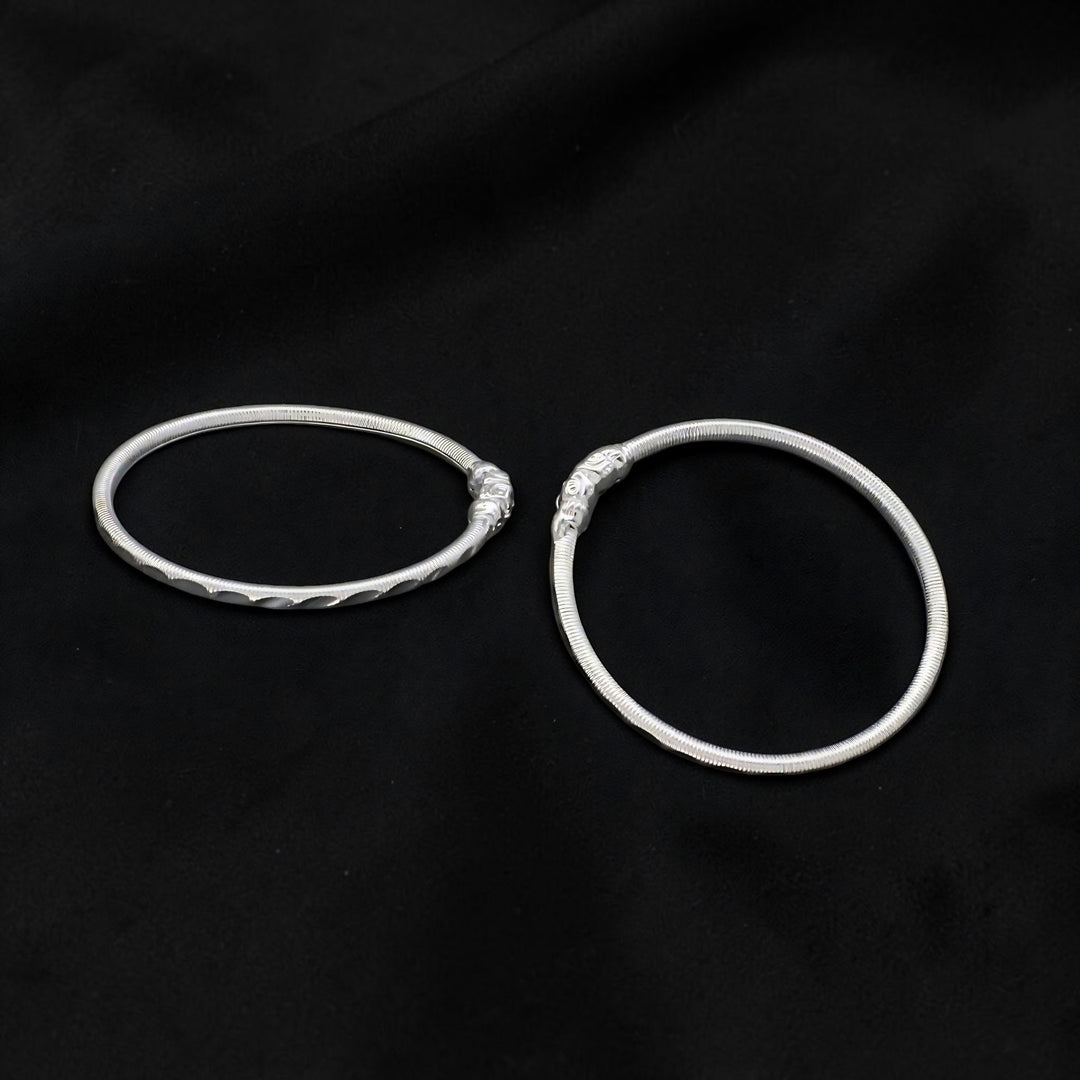 Handcrafted Real Silver Elephant Face Bangles for Children