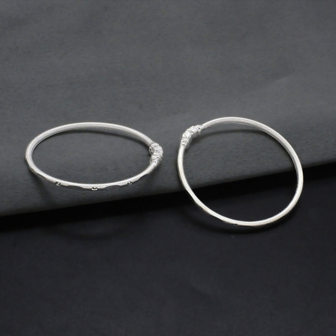 Traditional Elephant Face Sterling Silver Kids Kada Pair