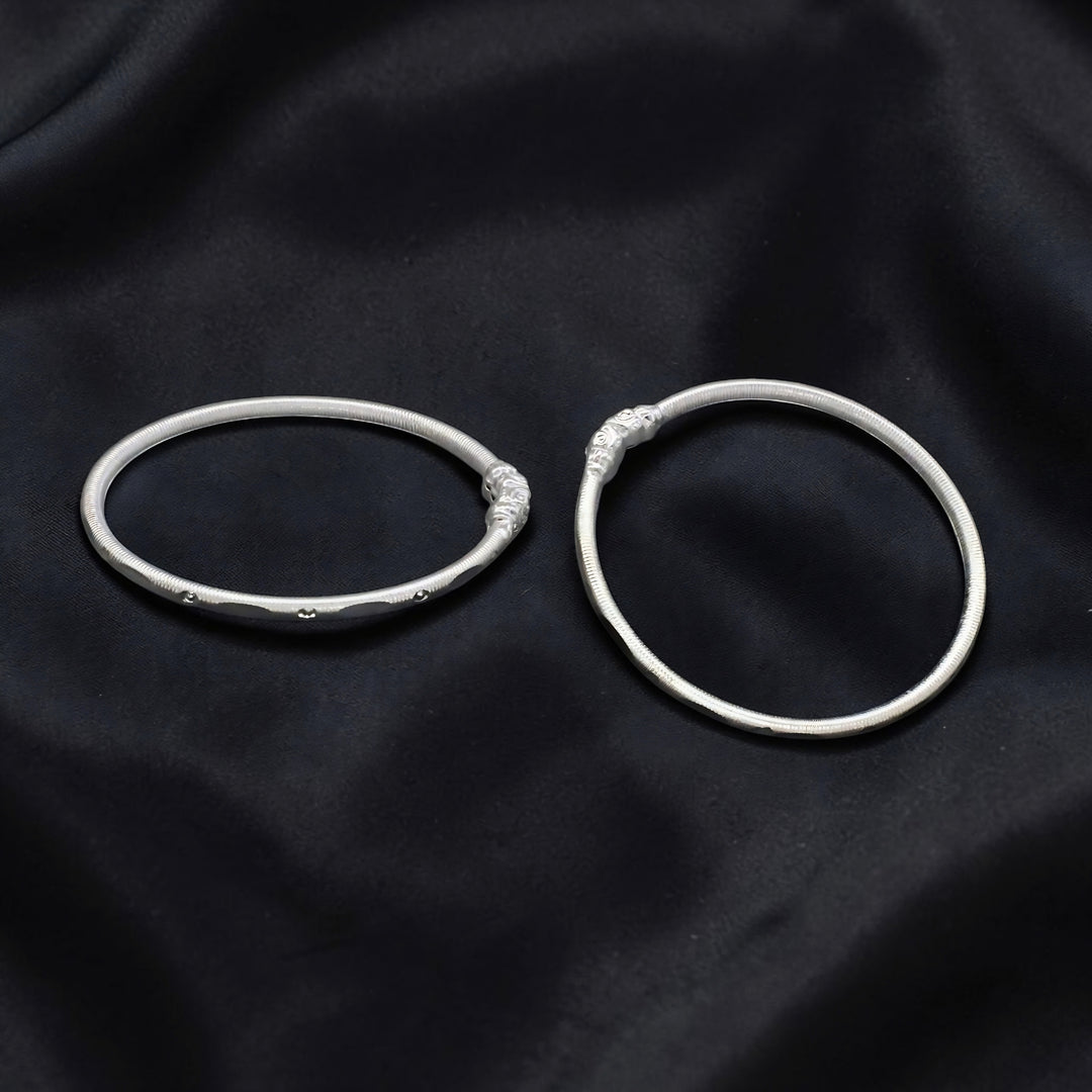 Traditional Elephant Face Sterling Silver Kids Kada Pair