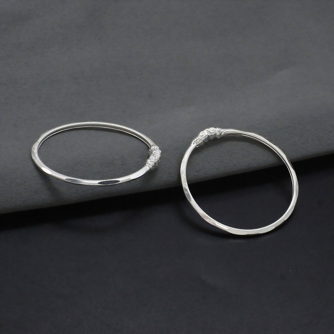 Elephant Face Real Silver kids Bangles Bracelet - Pair