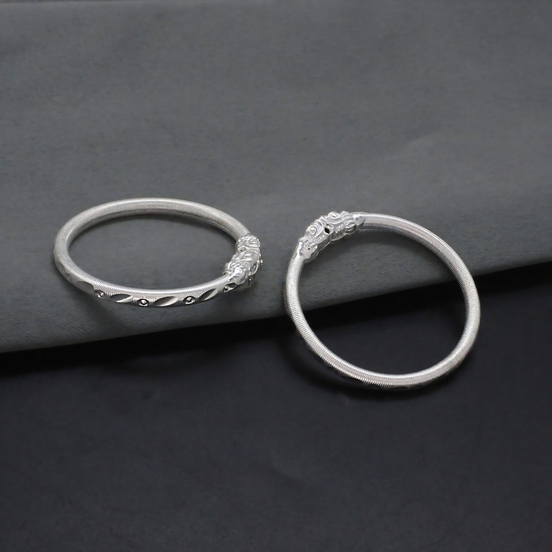 Elephant Face Real Sterling Silver Baby Bangles - Pair