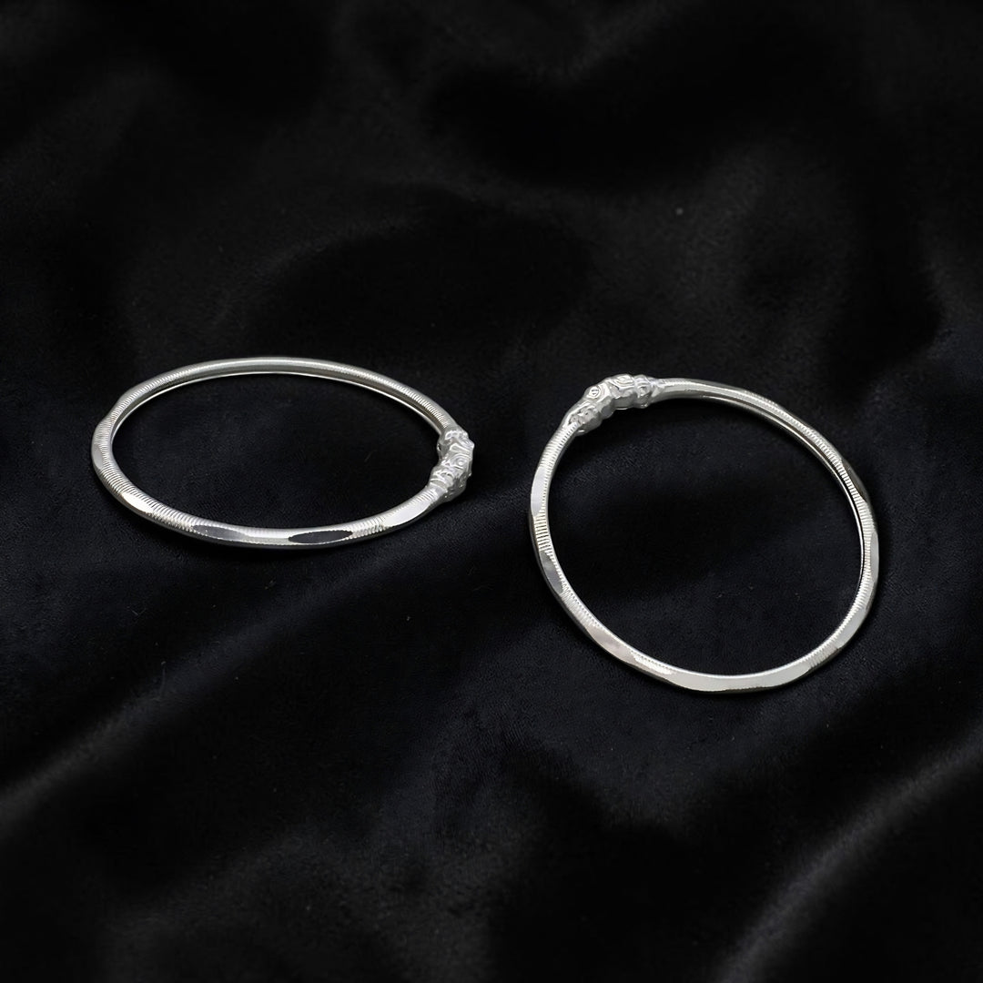 Elephant Face Real Silver kids Bangles Bracelet - Pair