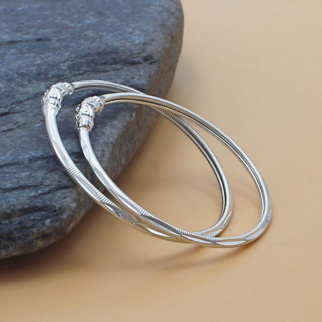 Premium Silver Elephant Face Bangles Bracelet Pair for Kids