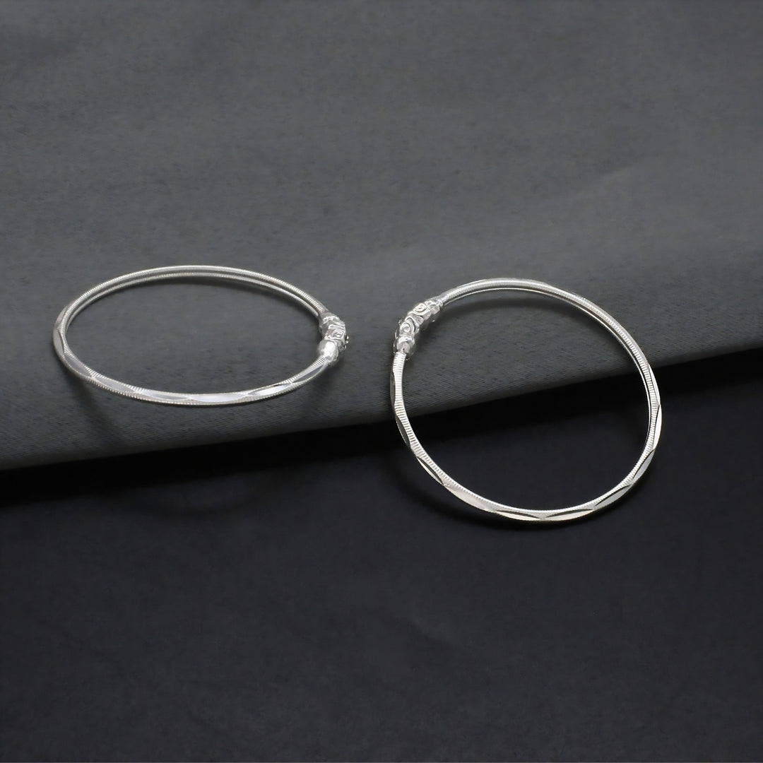 Premium Silver Elephant Face Bangles Bracelet Pair for Kids