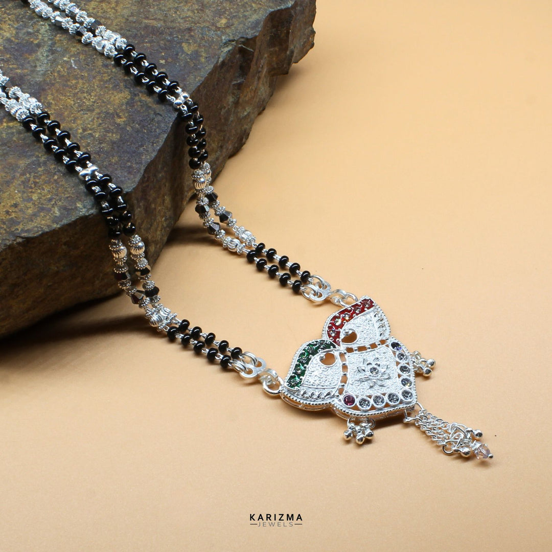 Real Sterling Silver brides collection Black Beads Mangalsutra