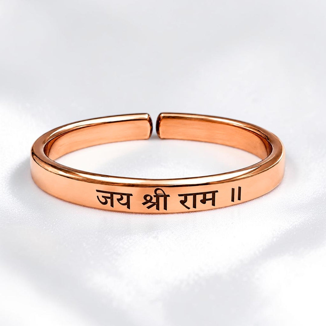 Adjustable Mantra Engraved Pure Copper Cuff  Kada Bracelet - Select Your Mantra