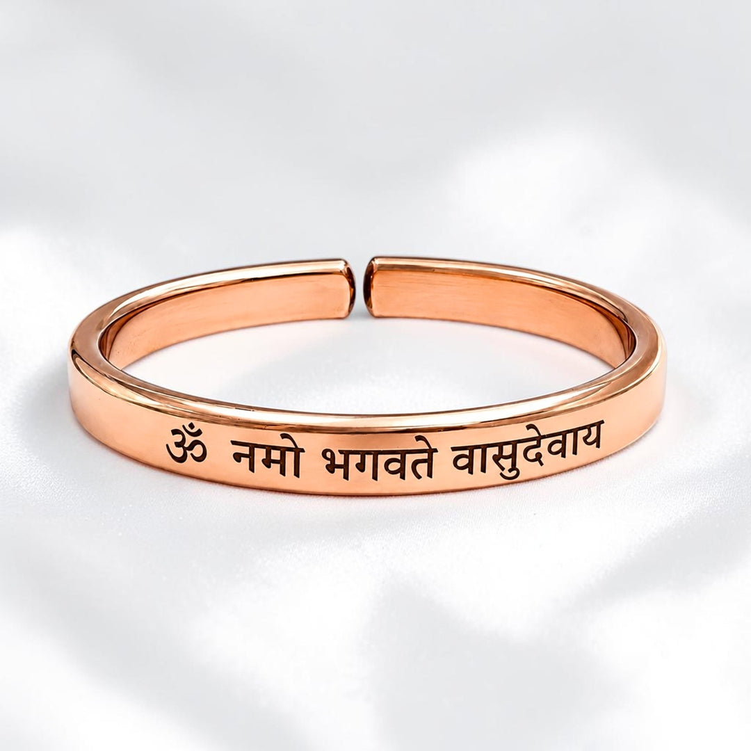 Adjustable Mantra Engraved Pure Copper Cuff  Kada Bracelet - Select Your Mantra