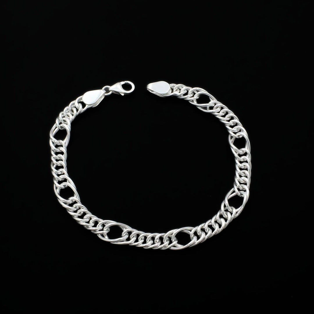 925 Sterling Silver handmade Men's Link Hollow Bracelet Man Jewelry 8"