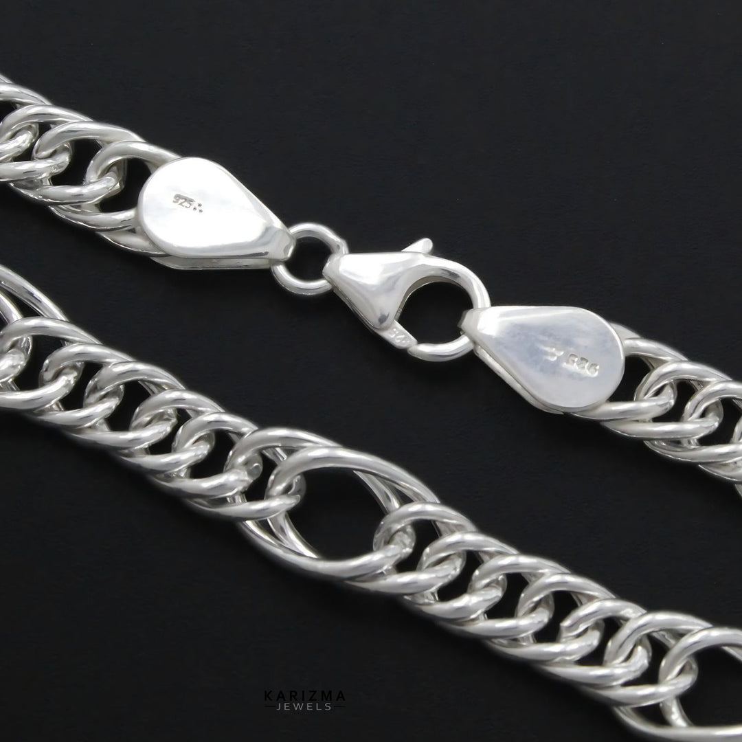 925 Sterling Silver handmade Men's Link Hollow Bracelet Man Jewelry 8"