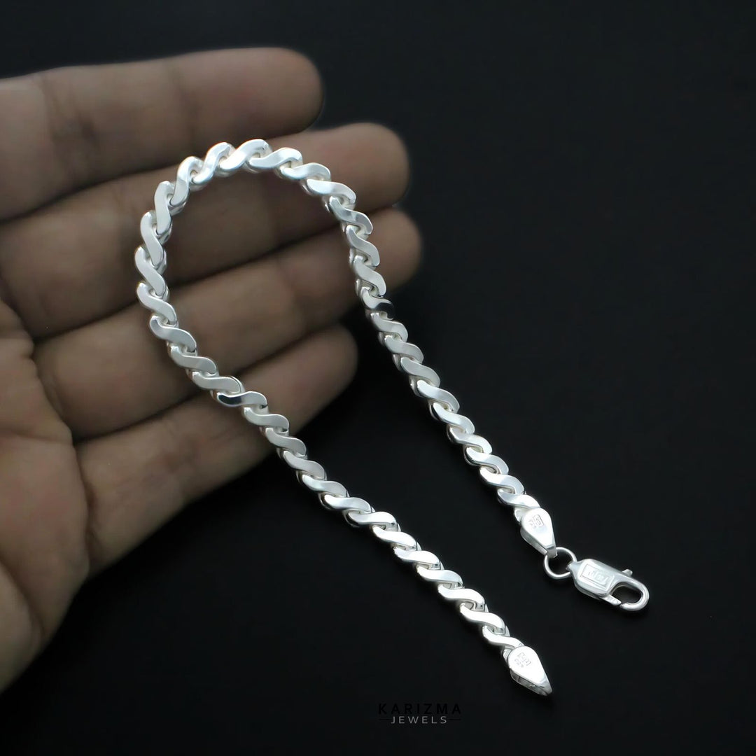 925 Sterling Silver unique trendy Men's Bracelet Man Jewelry 8.5"