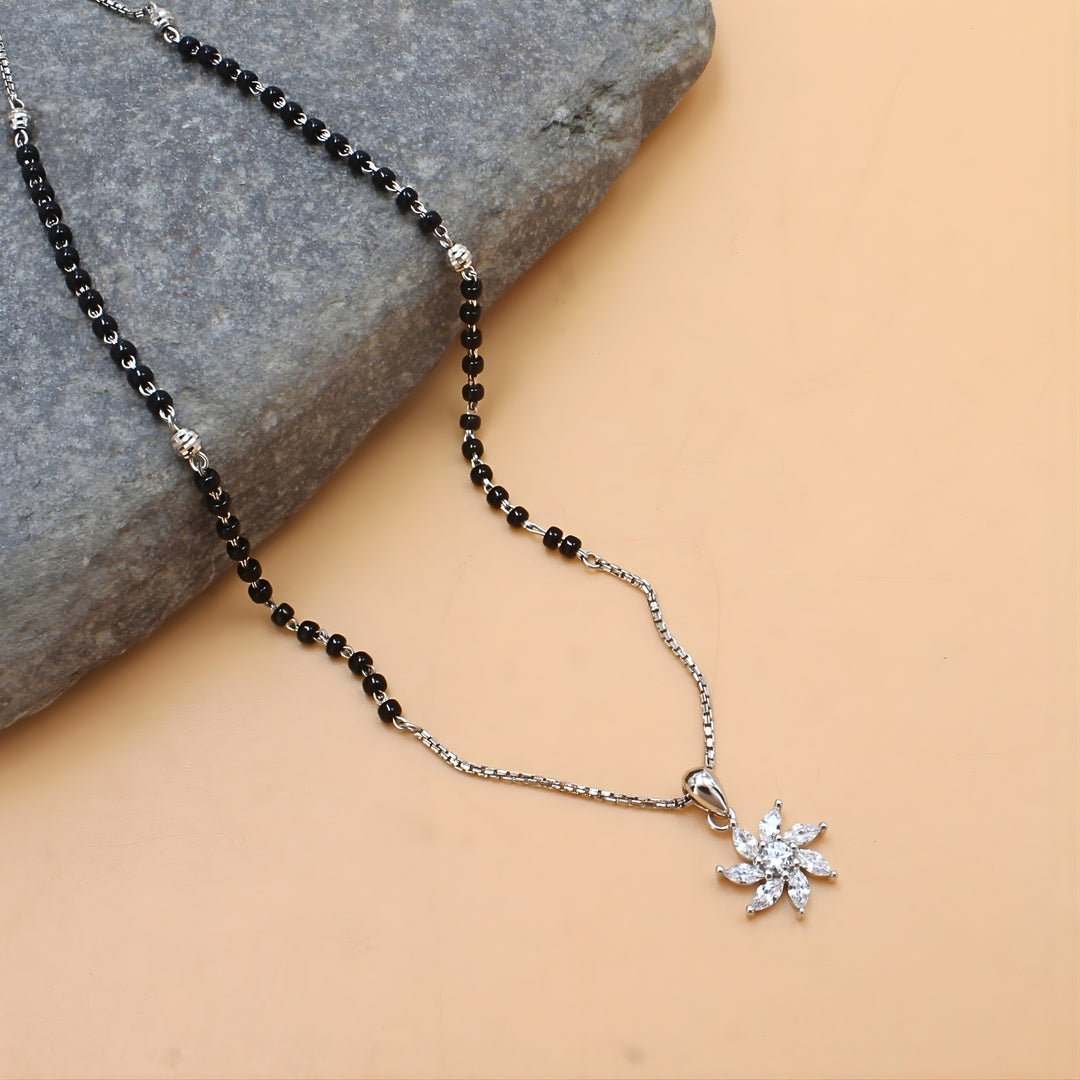 925 Real Sterling Silver Black Beads Mangalsutra Pendant women chain for wife