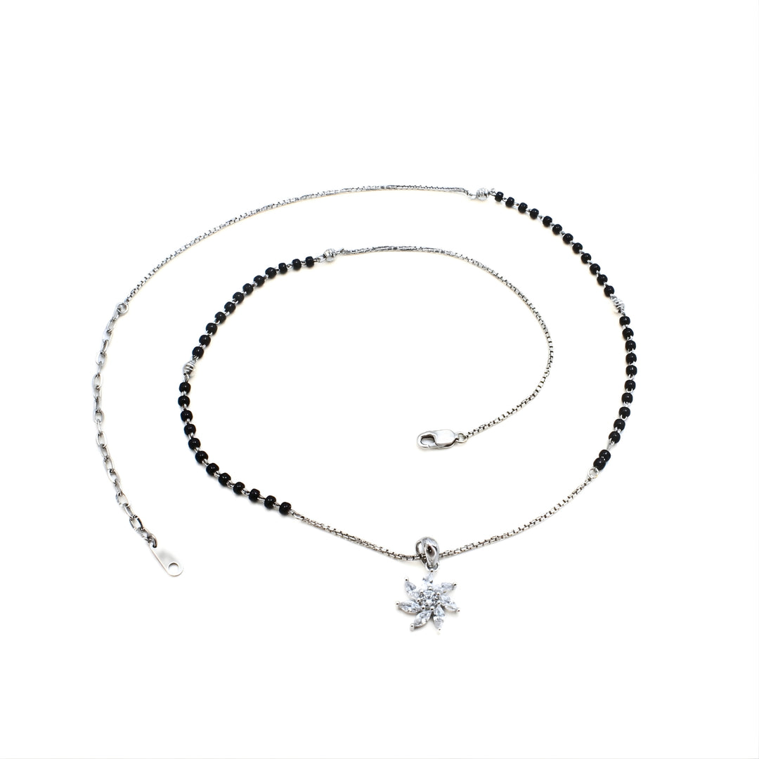 925 Real Sterling Silver Black Beads Mangalsutra Pendant women chain for wife