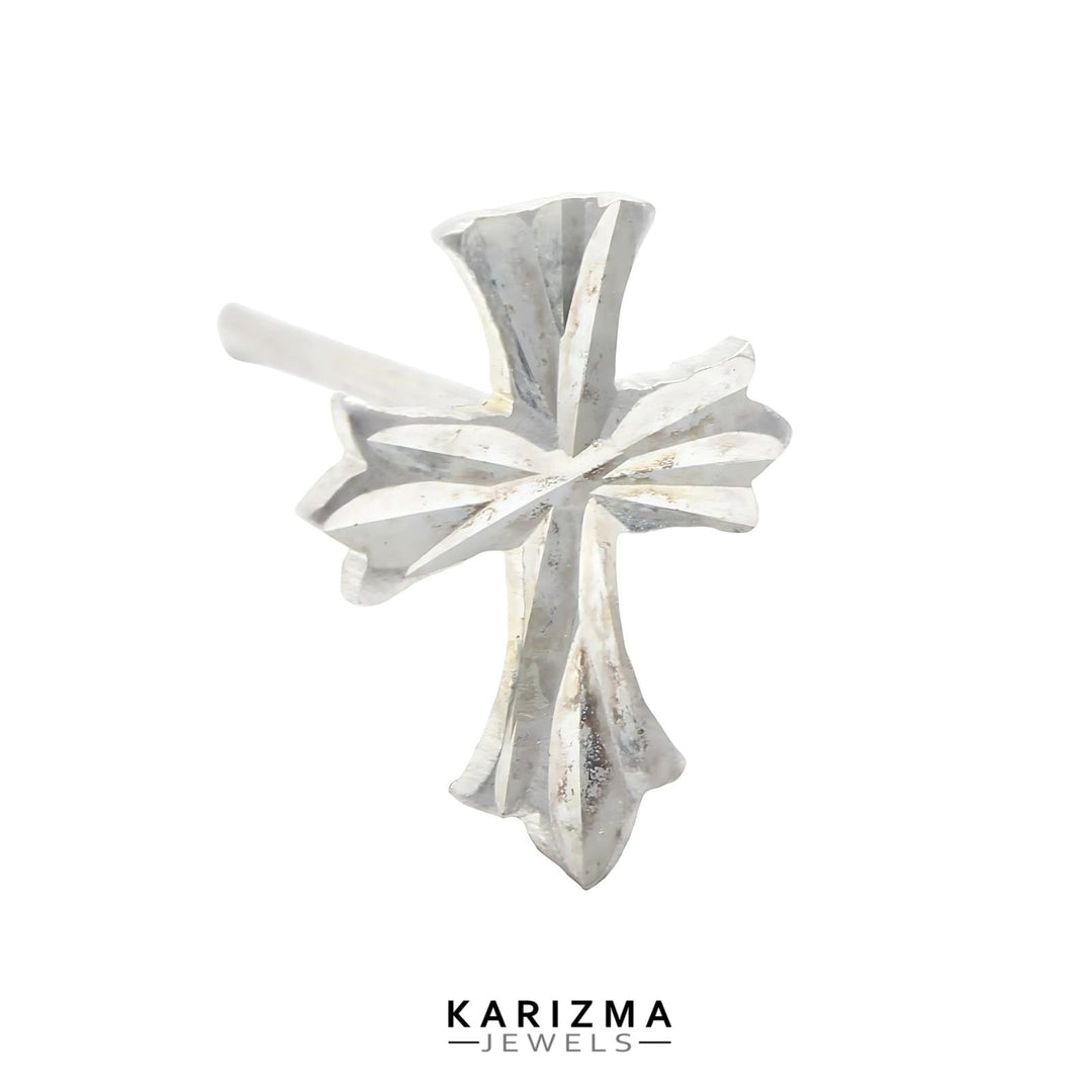 Real Sterling Silver Cross Excellent Single Stud Earring For Men