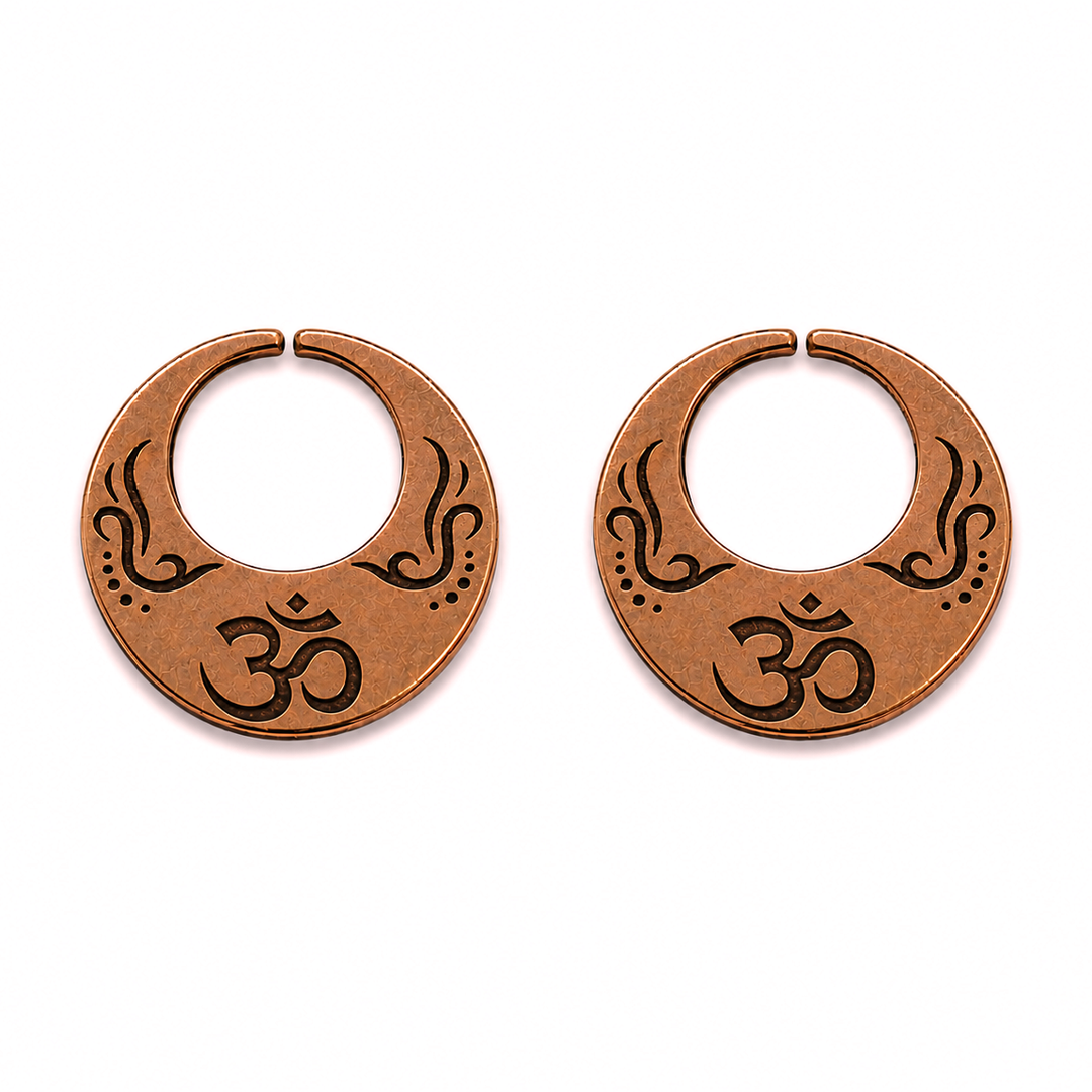 Pure Copper Nanti Earrings –  OM Engraved Shiva Earrings