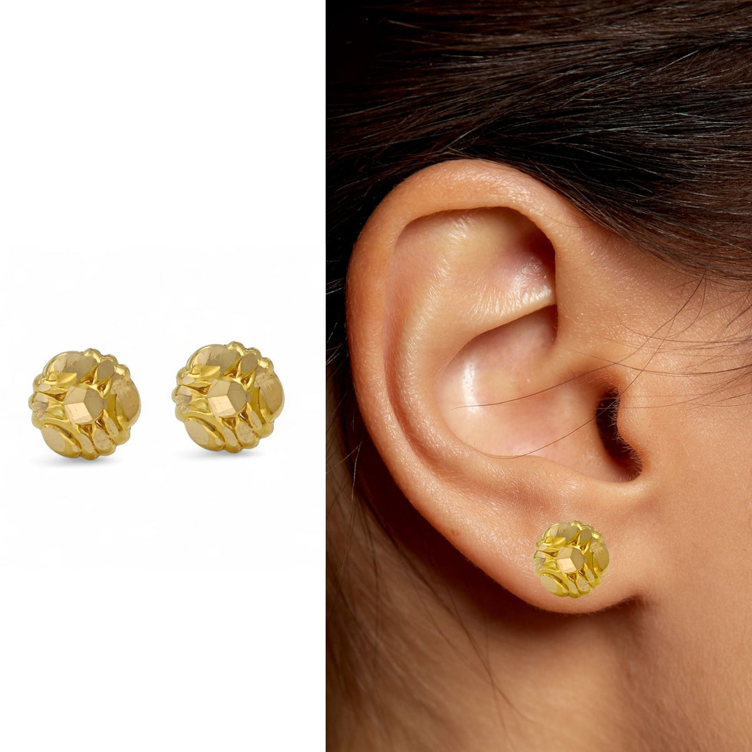 Nozera 18K Gold Nose\Ear Stud Floral Screw Back – Handmade Indian Nose Pin for Women