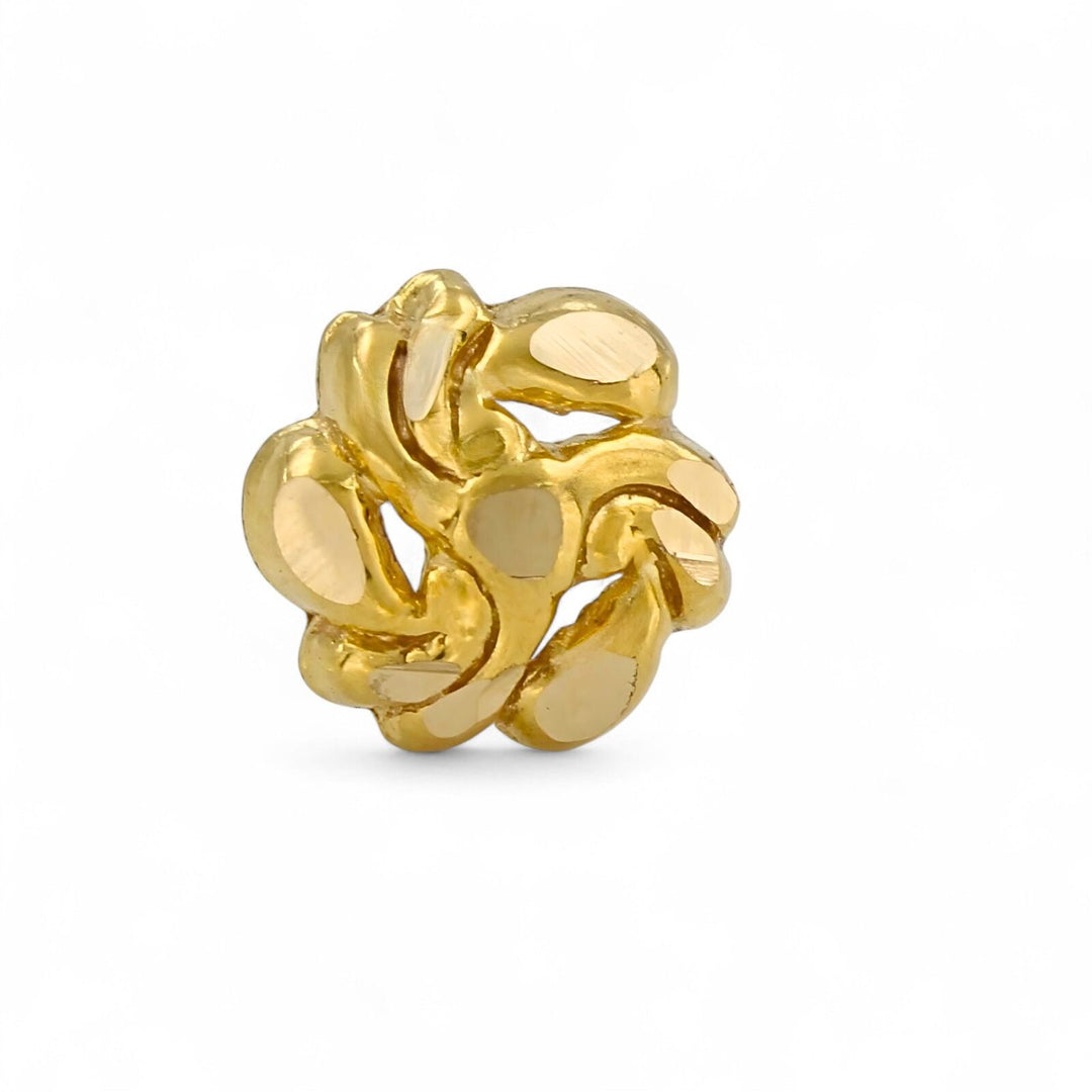 Nozera 18K Solid Gold Floral Nose\Ear Stud with Screw Back – Handmade Indian Nose Pin for Women