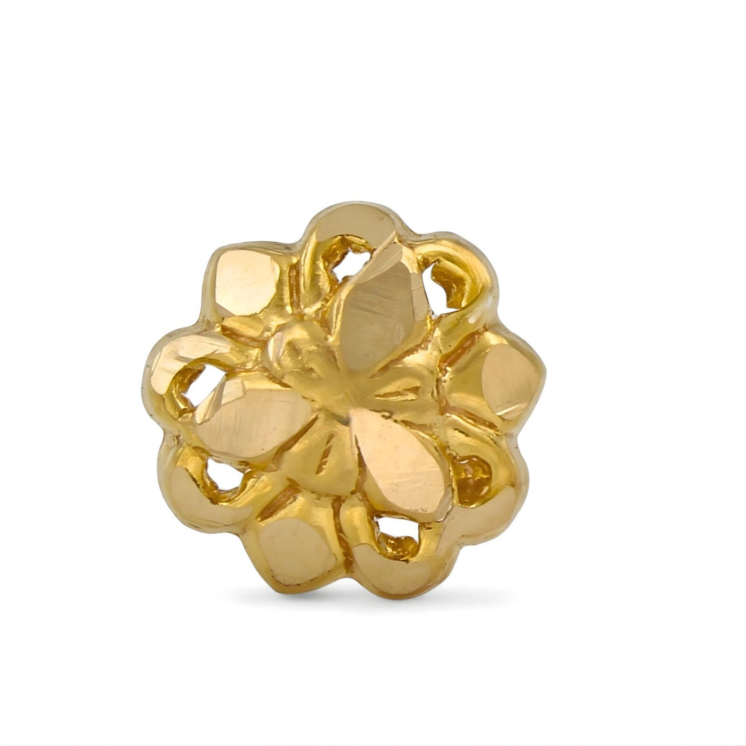 18K Gold Screw-Type Floral Nose\Ear Stud – Lightweight Indian Nose Jewelry for Women