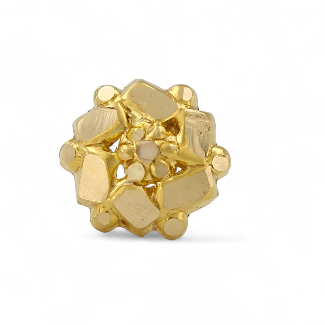 18K Gold Screw-Type Floral Nose\Ear Stud  – Handmade Indian Nose Jewelry for Women