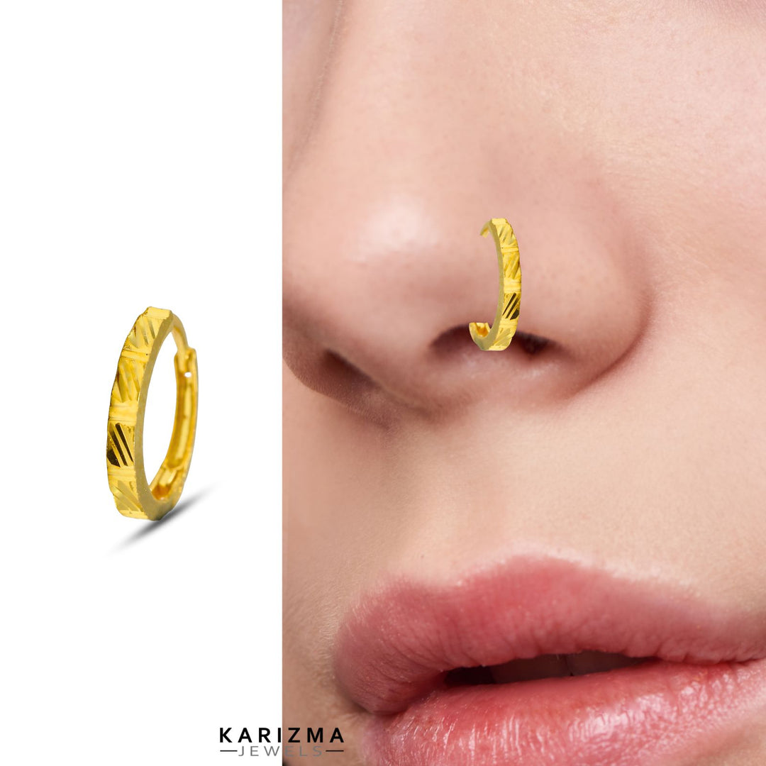 18K Real Gold Indian women daily wear Clicker Nose Ring Earring