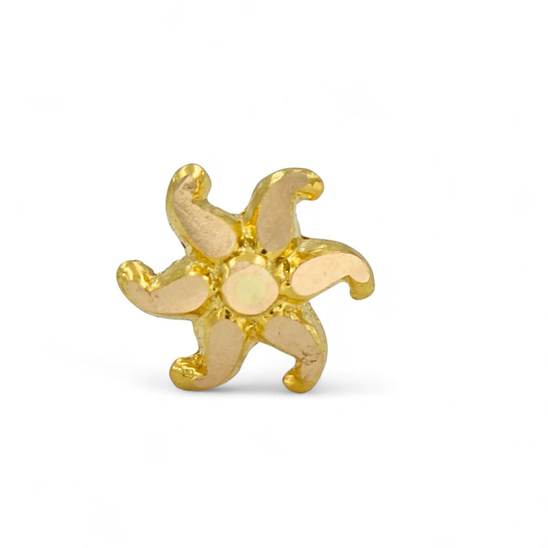 Cute starfish 18k Real Gold Women Nose Stud Push Pin