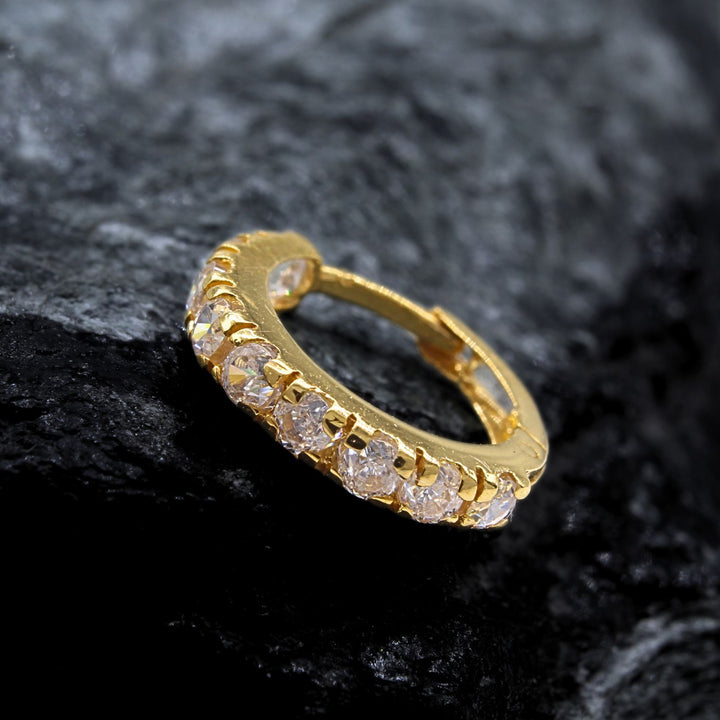 Real Gold Nose Ring with White Stones for women 