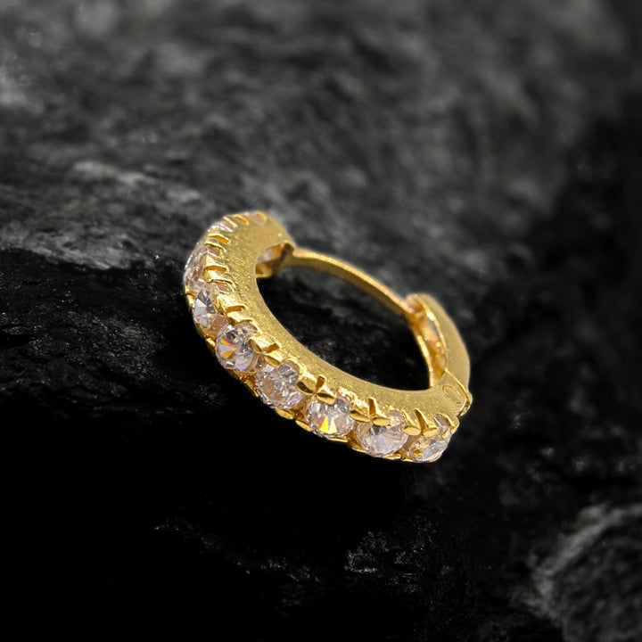 18K Real Gold Nose Rings For women with white stones 