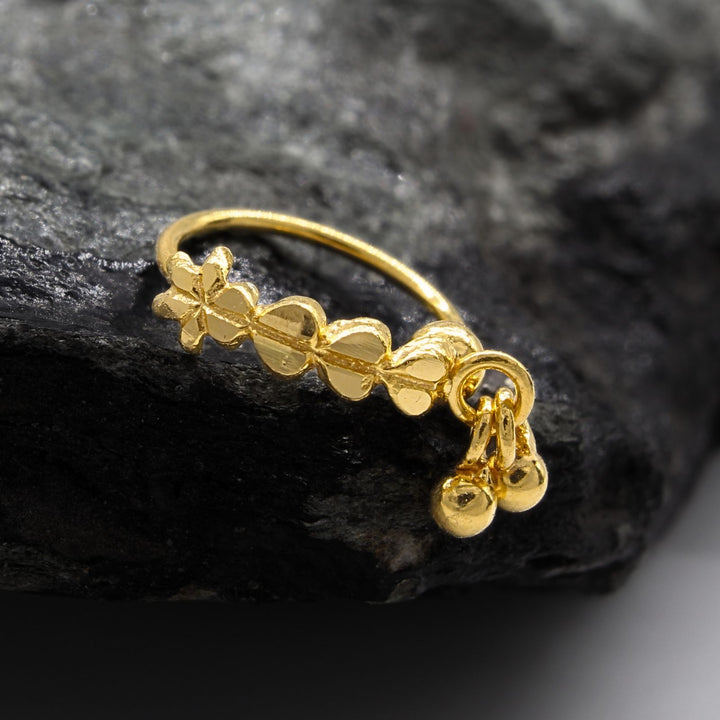 Handmade Real Gold Nose Ring in Dangle style 