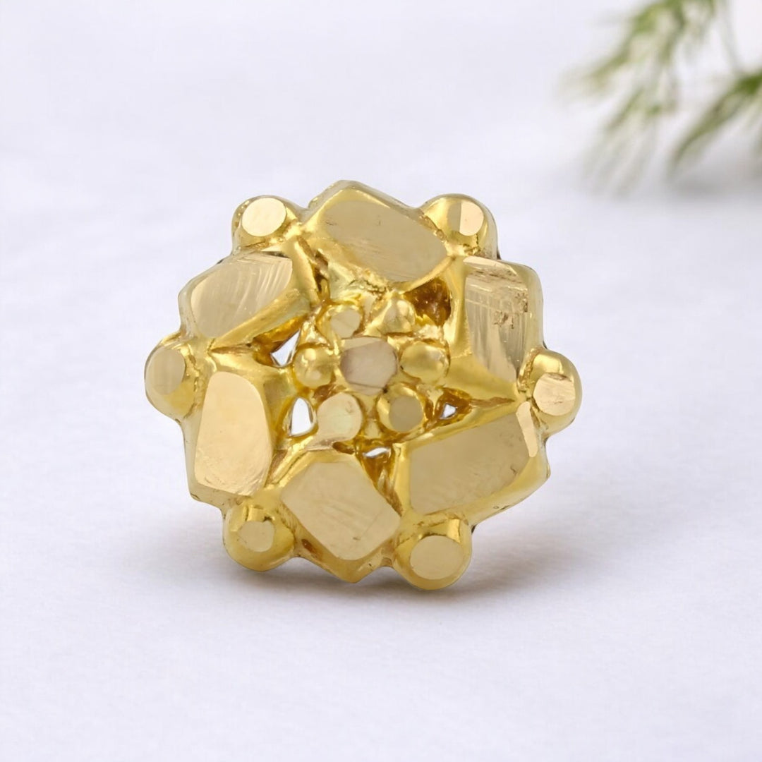 Ethnic style 18k Real Gold Women Nose Stud Push Pin