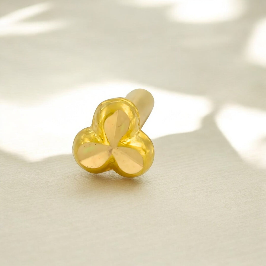 Cute Tiny 18k Real Gold Women Nose Stud Push Pin