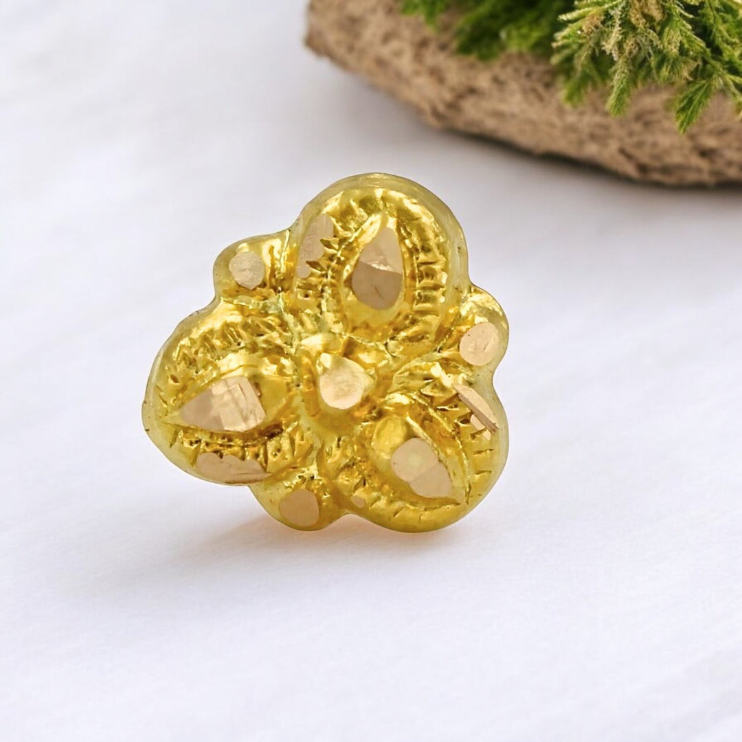 Ethnic floral 18k Real Gold Women Nose Stud Push Pin