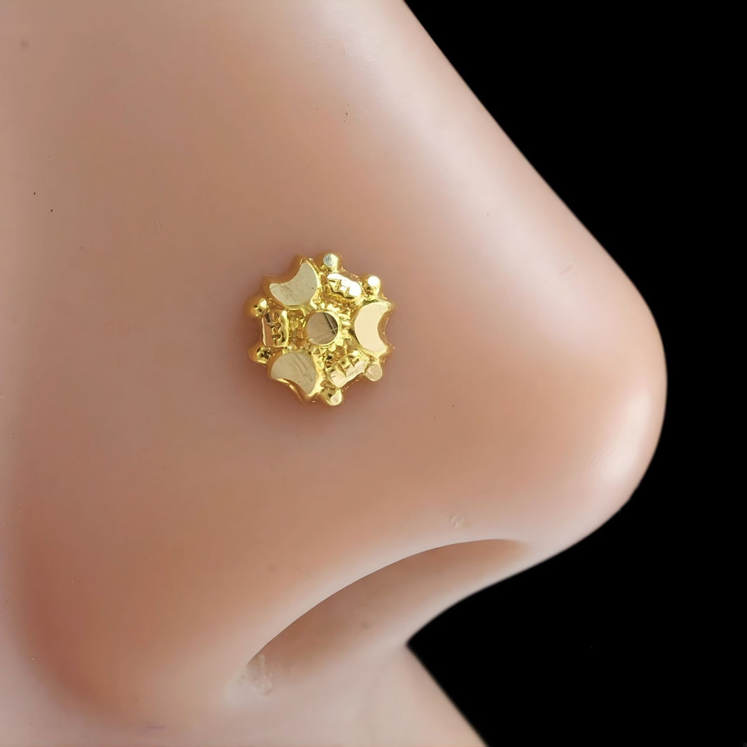 Nozera 18K Gold Screw Nose\Ear Stud - Indian Nose Jewelry for Women