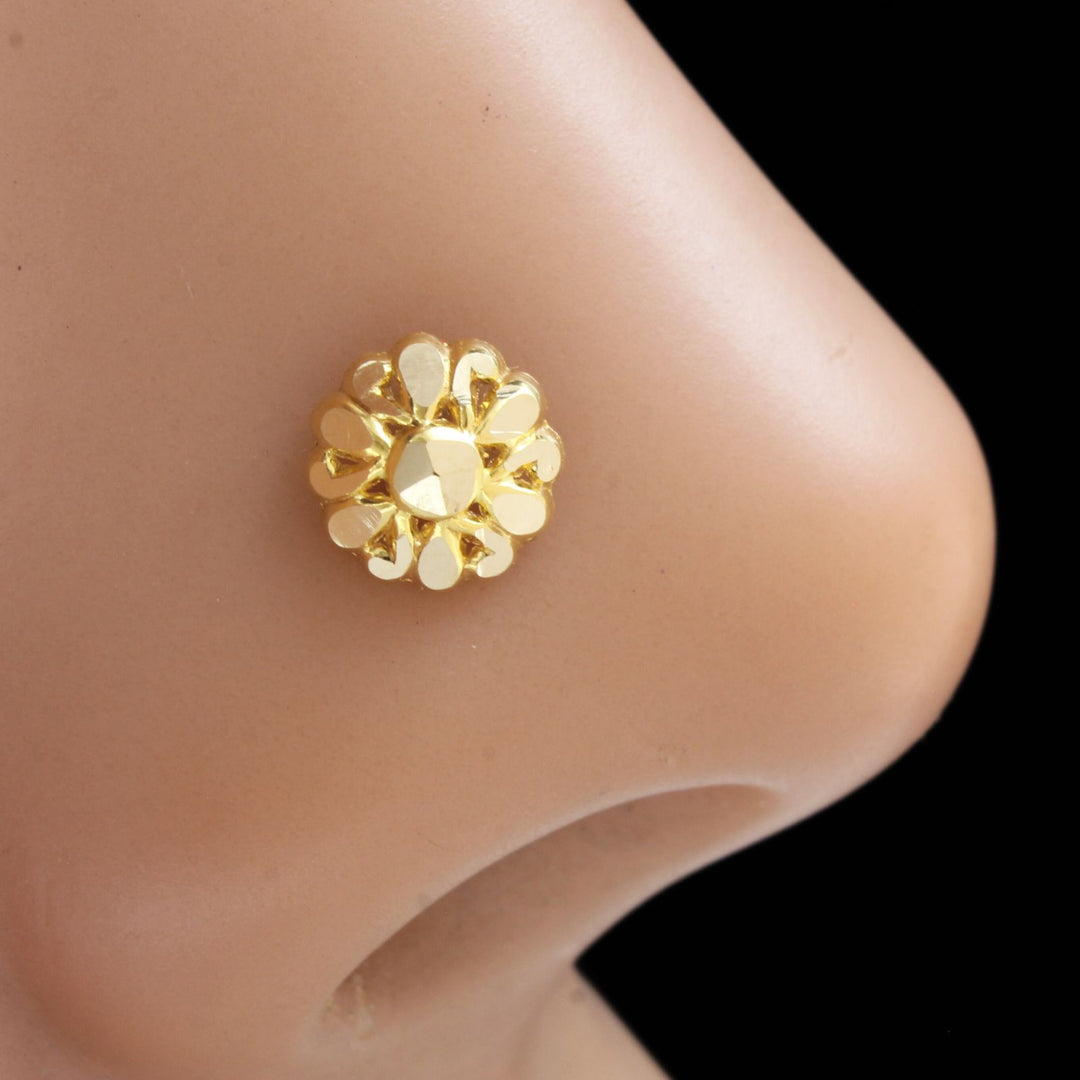 Nozera 18K Gold Screw back Nose\Ear Stud – Lightweight Gold Nose Jewelry