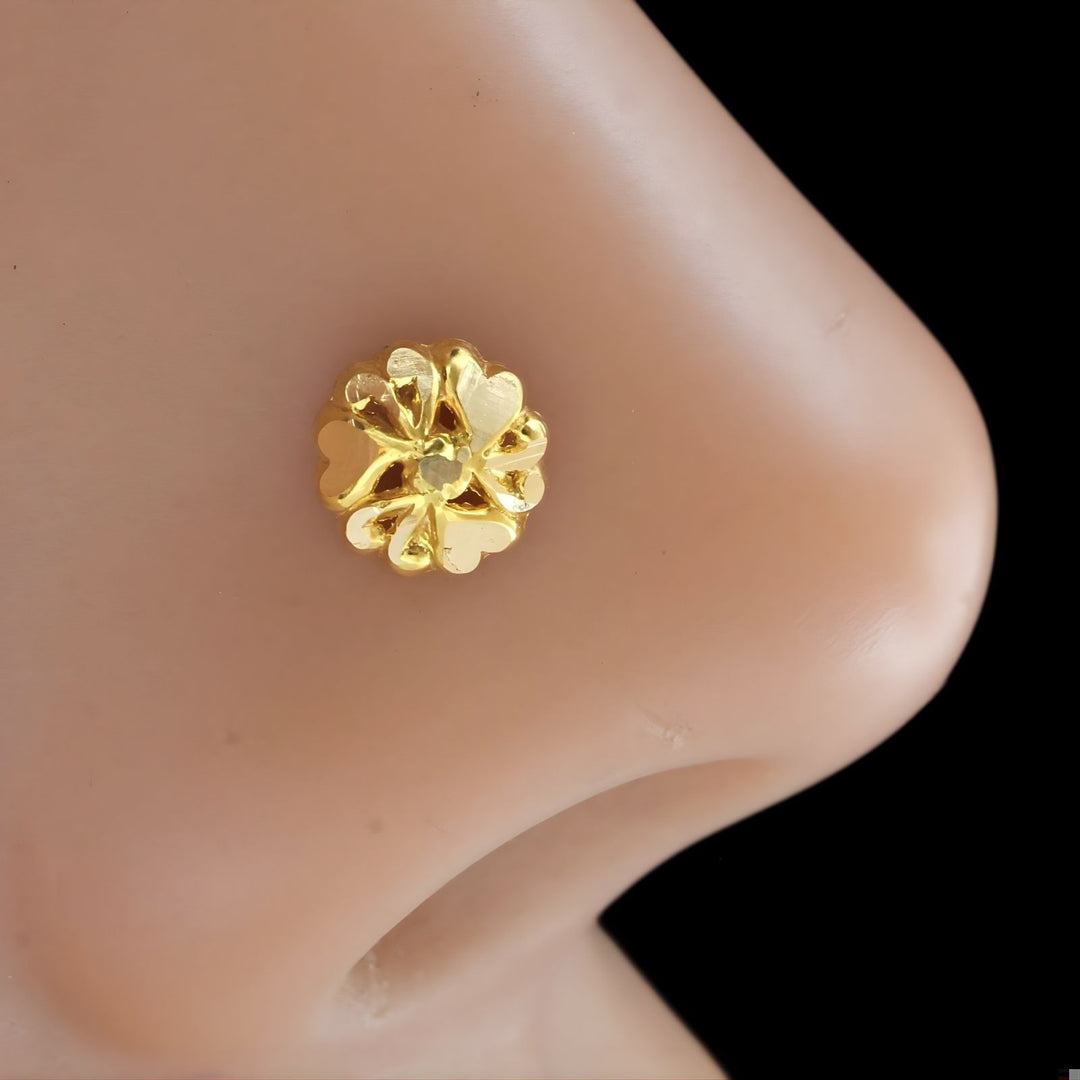 Nozera tiny 18K Gold Screw Nose\Ear Stud - Indian Nose Jewelry for Women