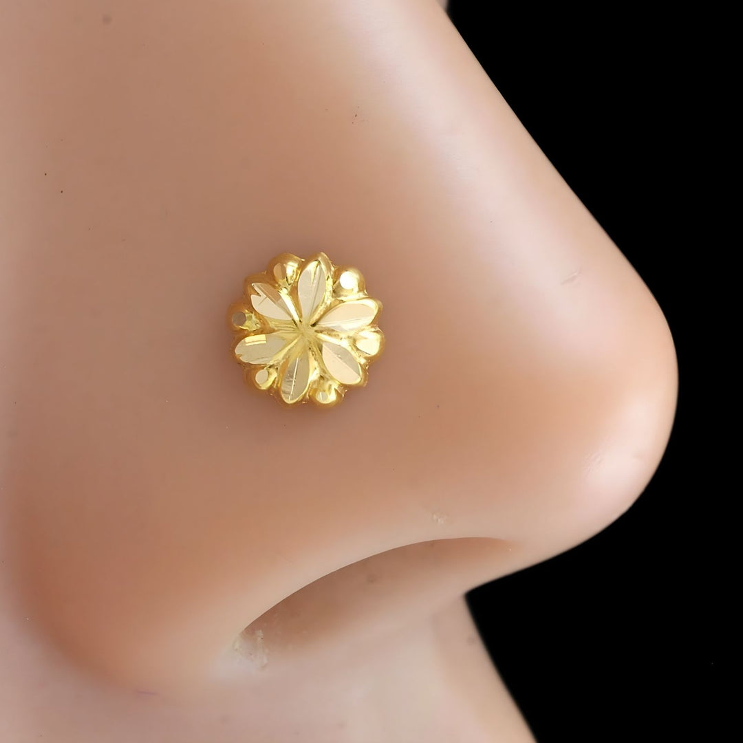 Nozera 18K Gold Screw-Type Nose\Ear Stud –  Solid Gold Nose Jewelry for Women