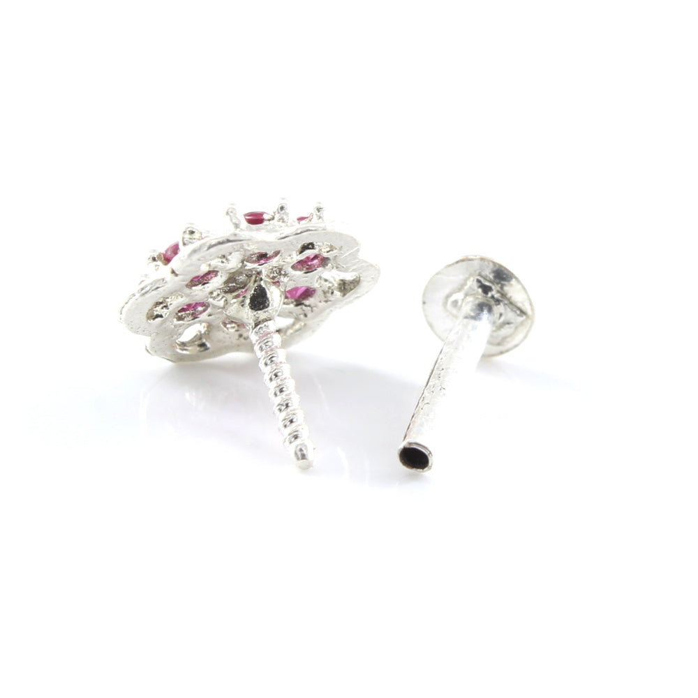 925 Real Sterling Silver Floral Screw Nose Stud