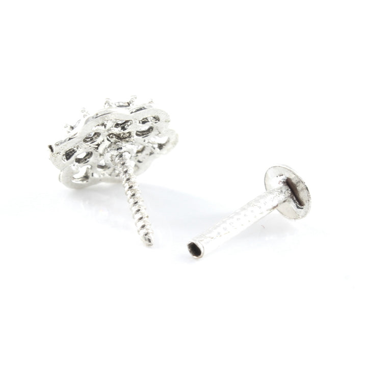925 Real Sterling Silver Floral Screw Nose Stud