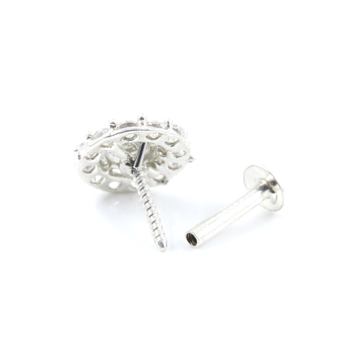 Ethnic Real 925 Silver White CZ Women Screw Nose Stud