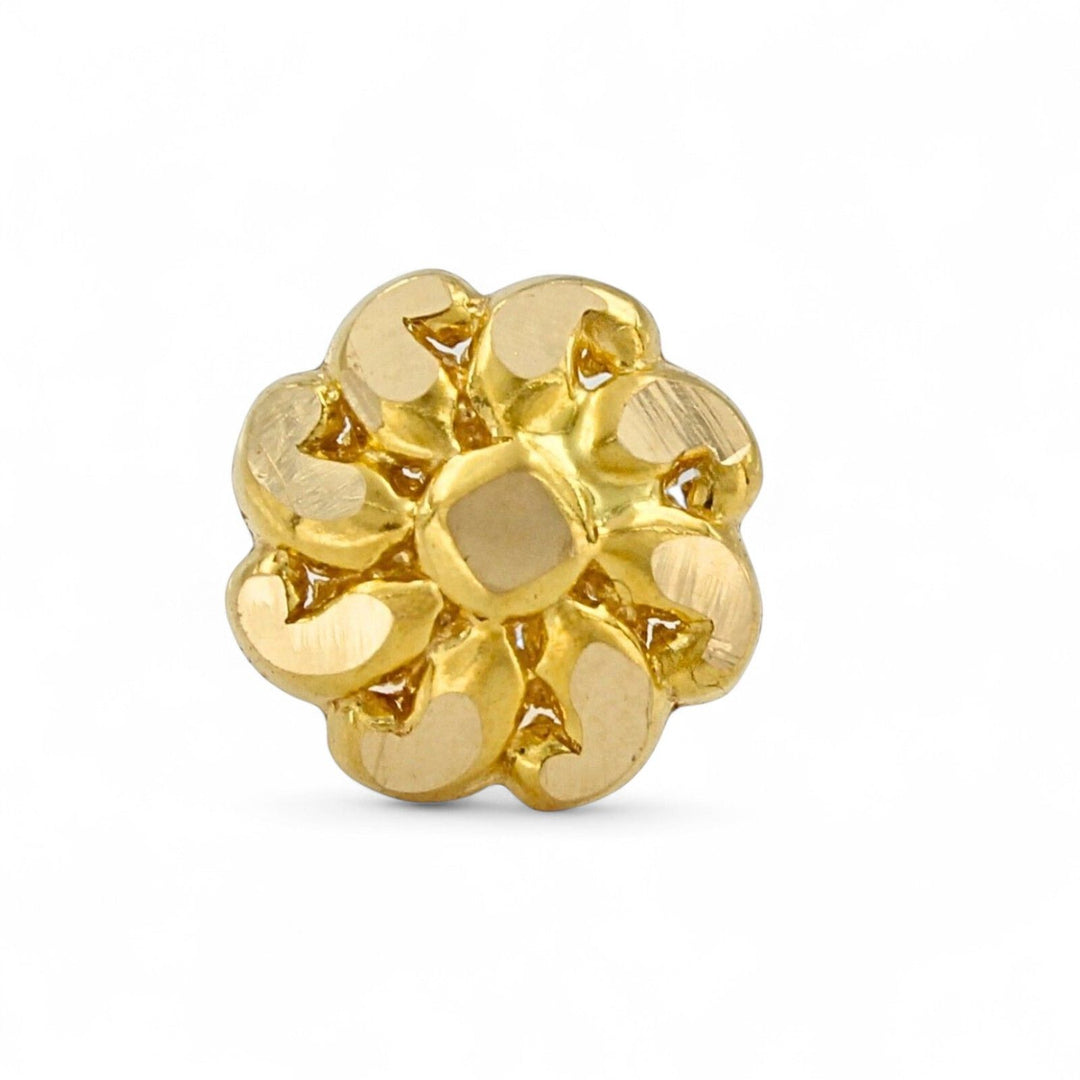 Nozera Handcrafted 18K Gold Floral Nose\Ear Stud – Screw Back Nose Pin Made in India