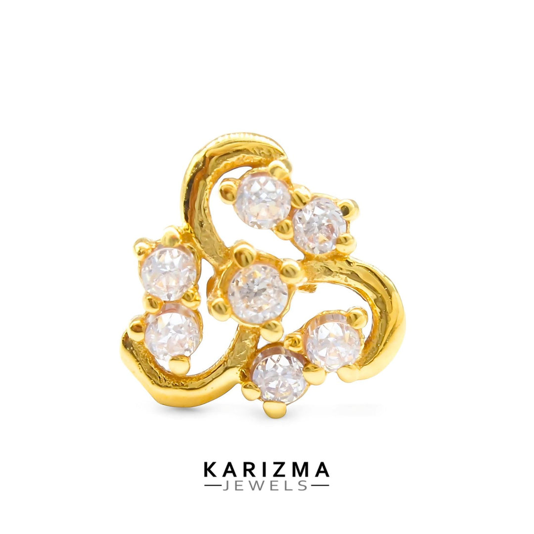 18K Real Gold Indian Women White CZ Excellent Nose stud nose ring Push Pin