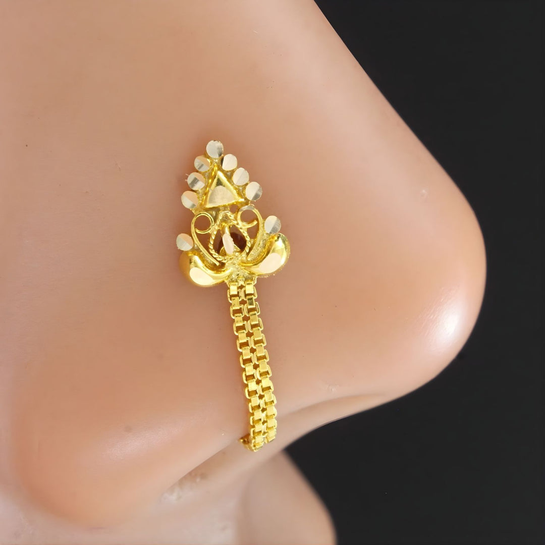 14k Real Gold Chain Style Nose Pin