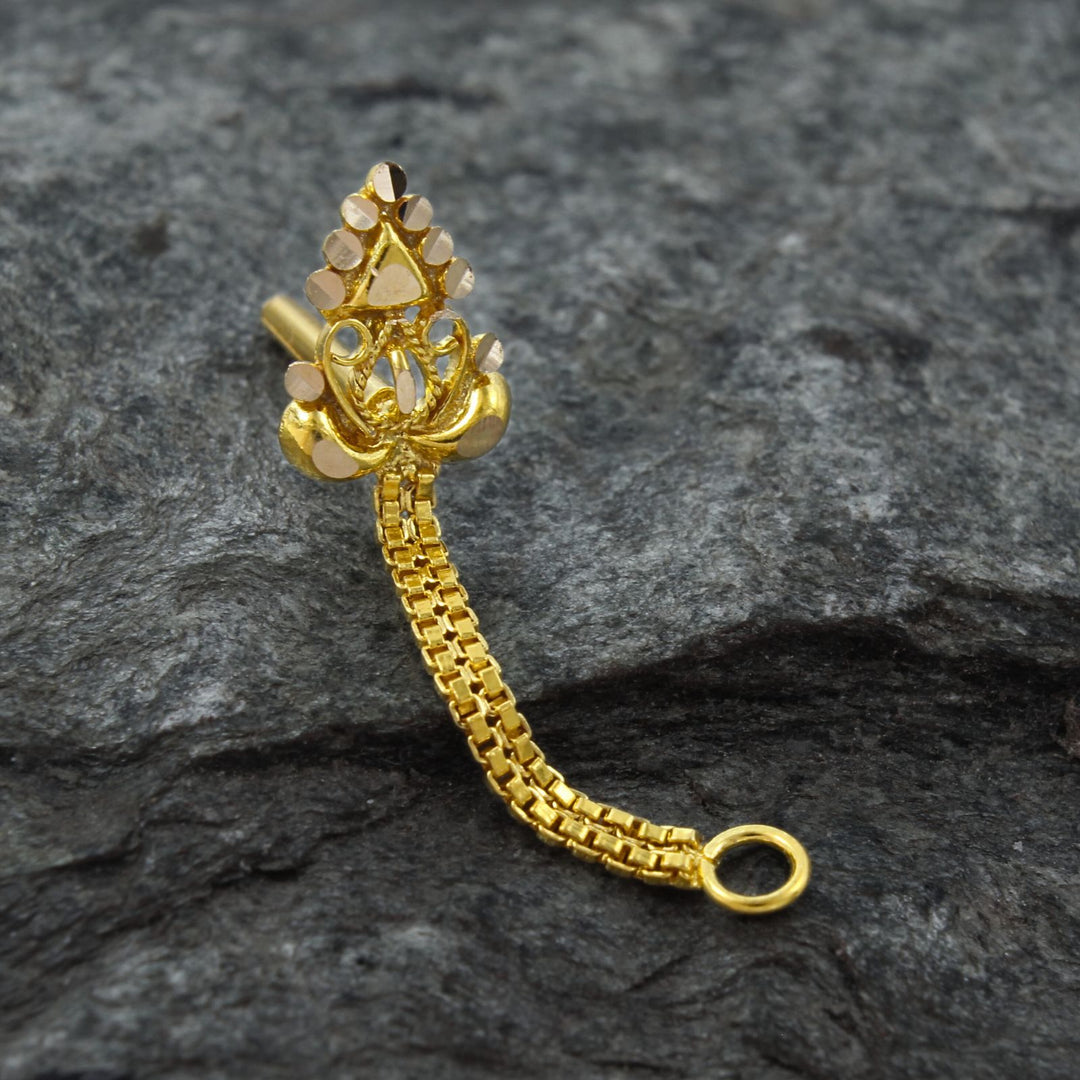 14k Real Gold Chain Style Nose Pin