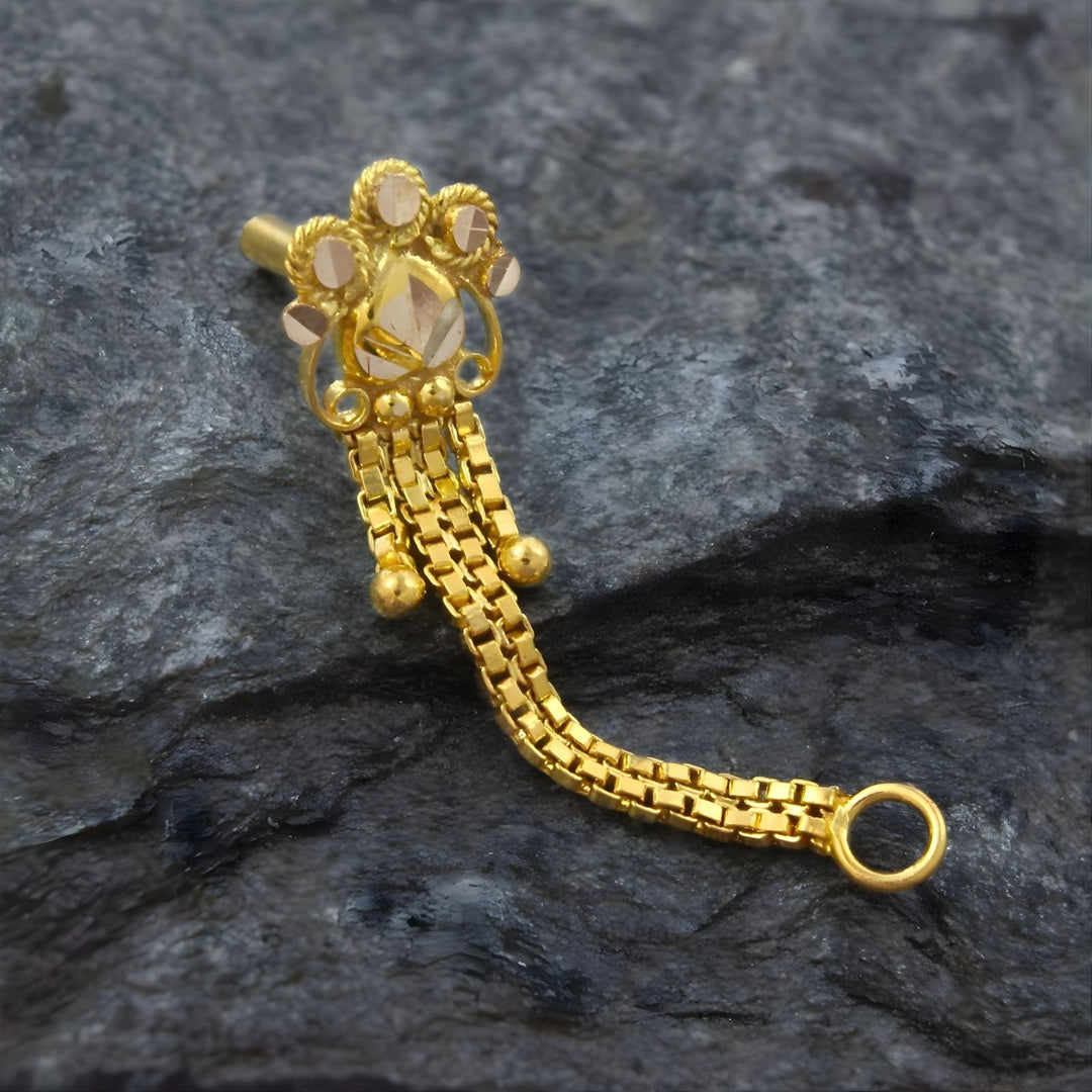 14k Real Gold Indian Chain Style Nose Stud