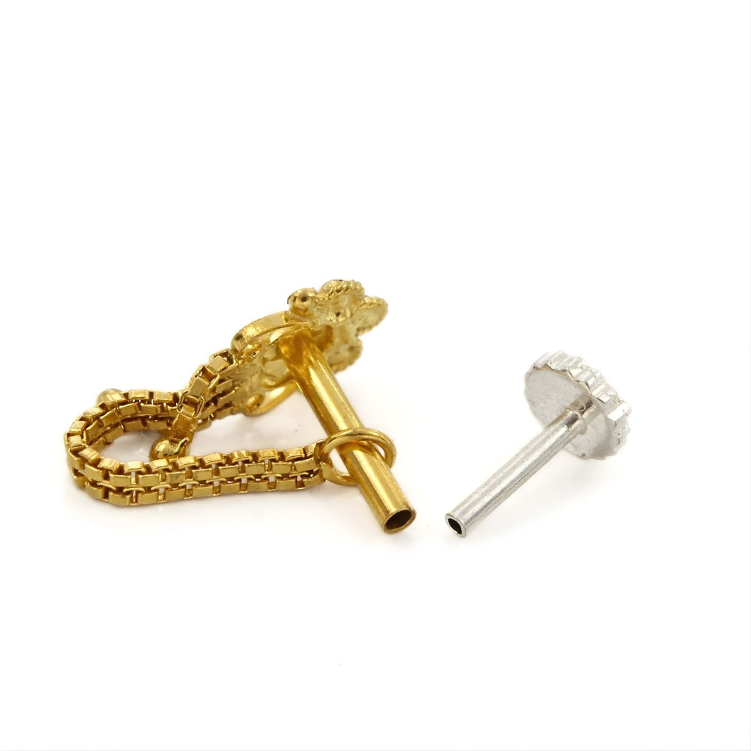 14k Real Gold Indian Chain Style Nose Stud