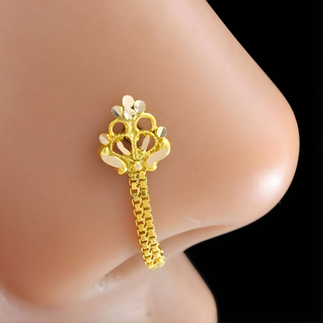 14k Real Gold Chain Style Nose Piercing