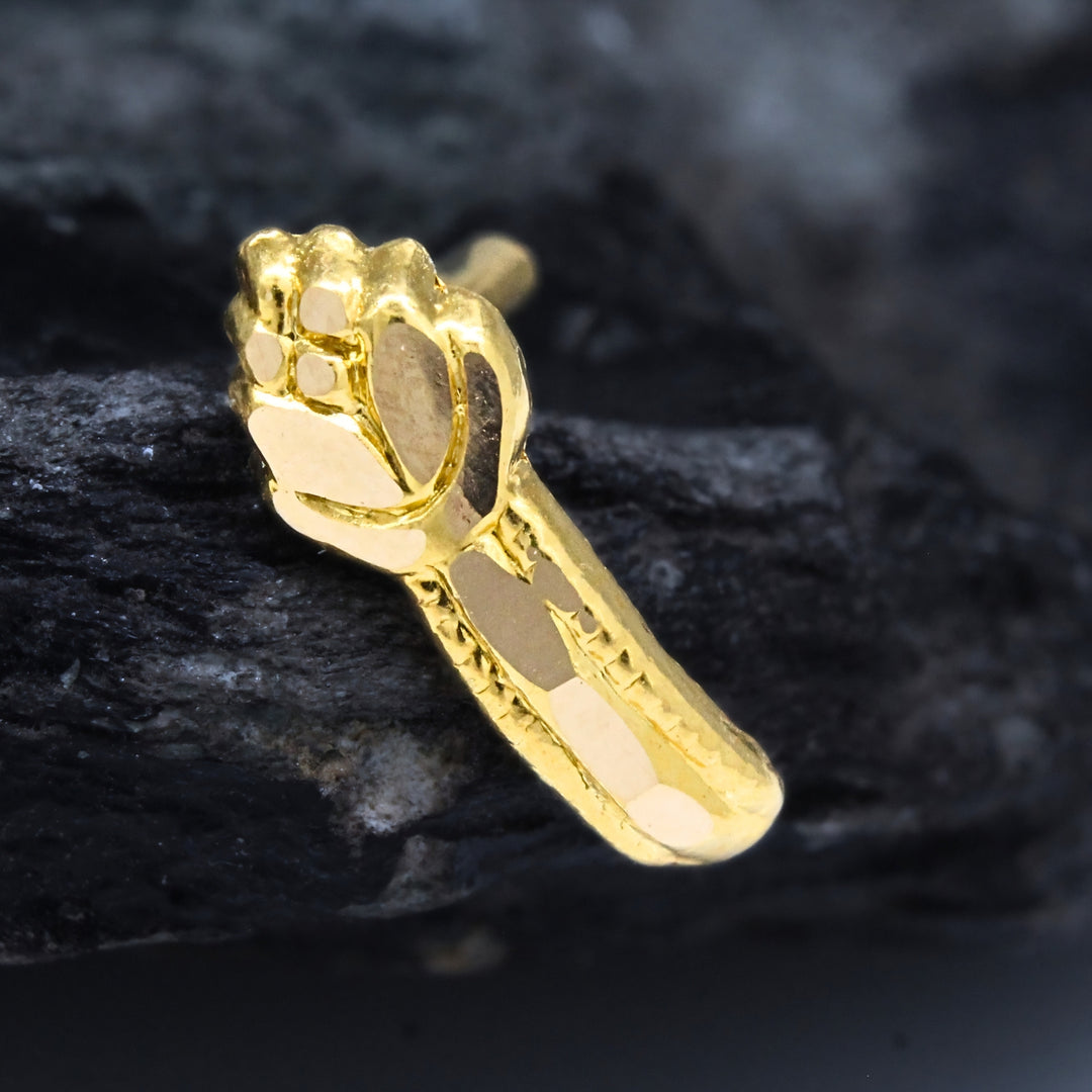 Elegant Vertical 18K Real Gold Nose Stud Push Pin