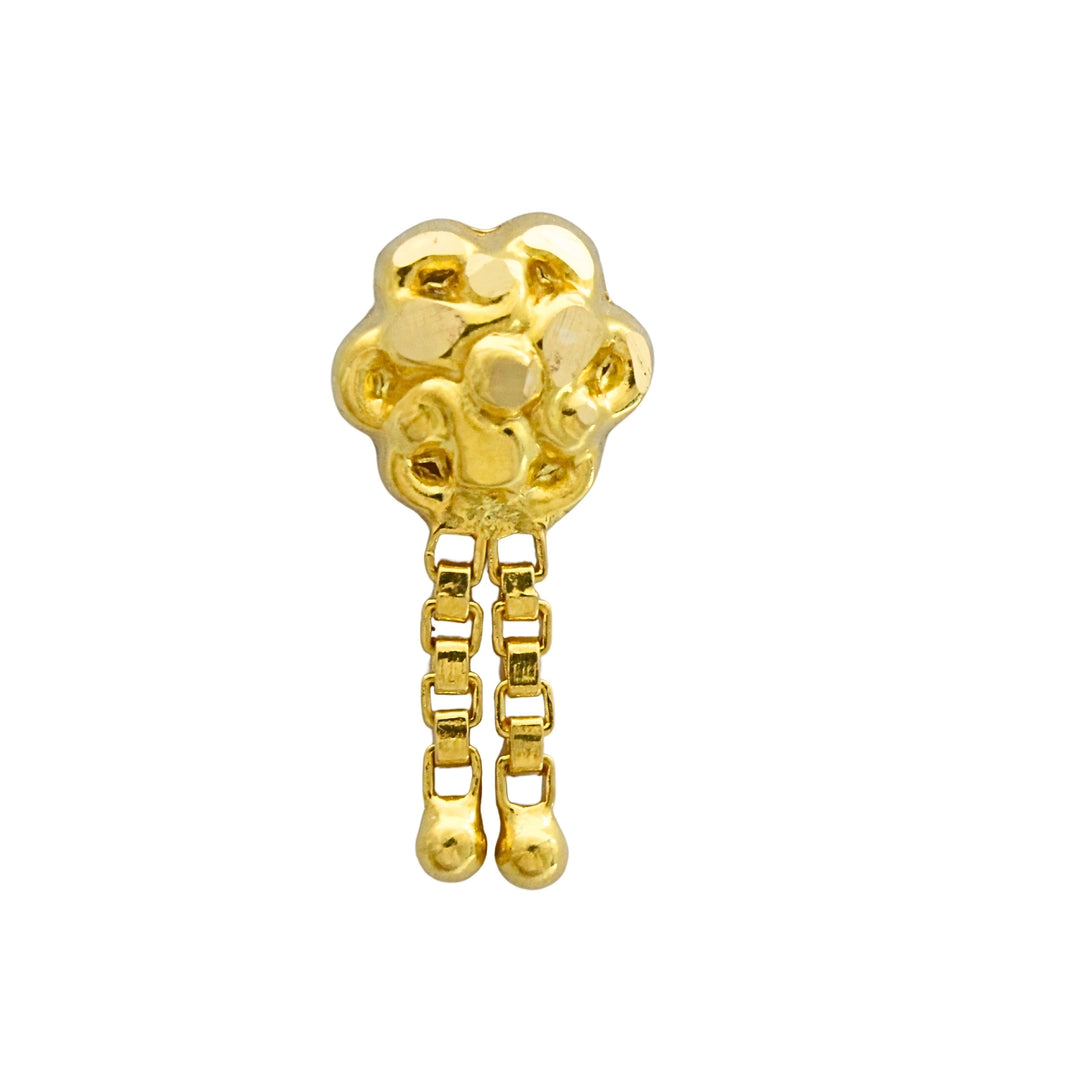18K Real Gold Dangling Hanging Chains Nose Stud Push Pin