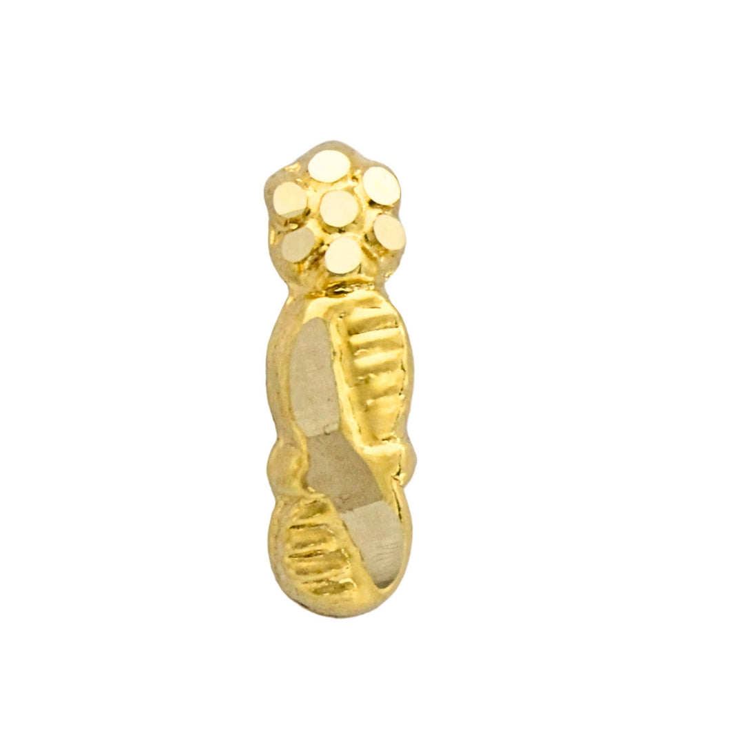 18K Real Gold Vertical Floral Cluster Top Push Pin Nose Stud