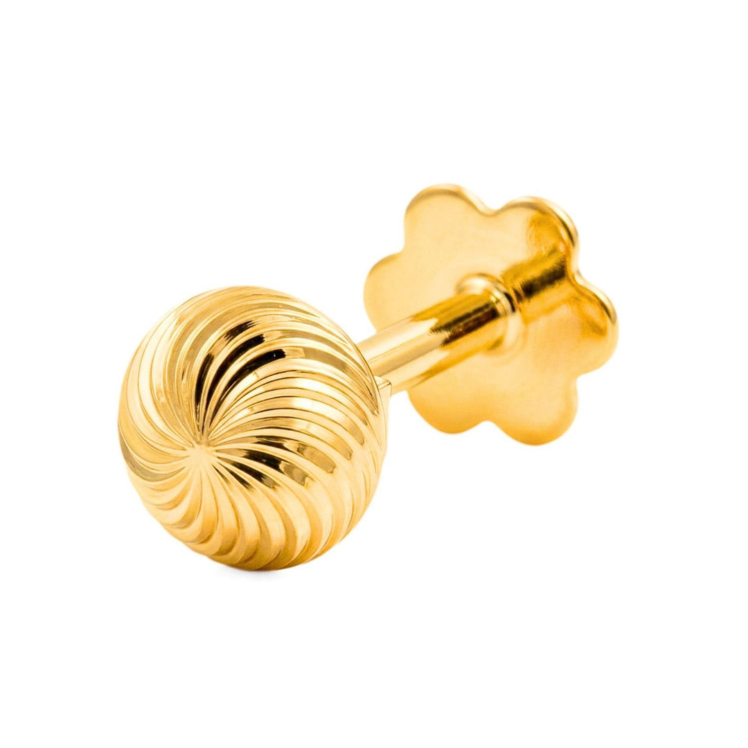 18K Real Gold women swirl dome Nose stud cum Earring Gold Screw Back