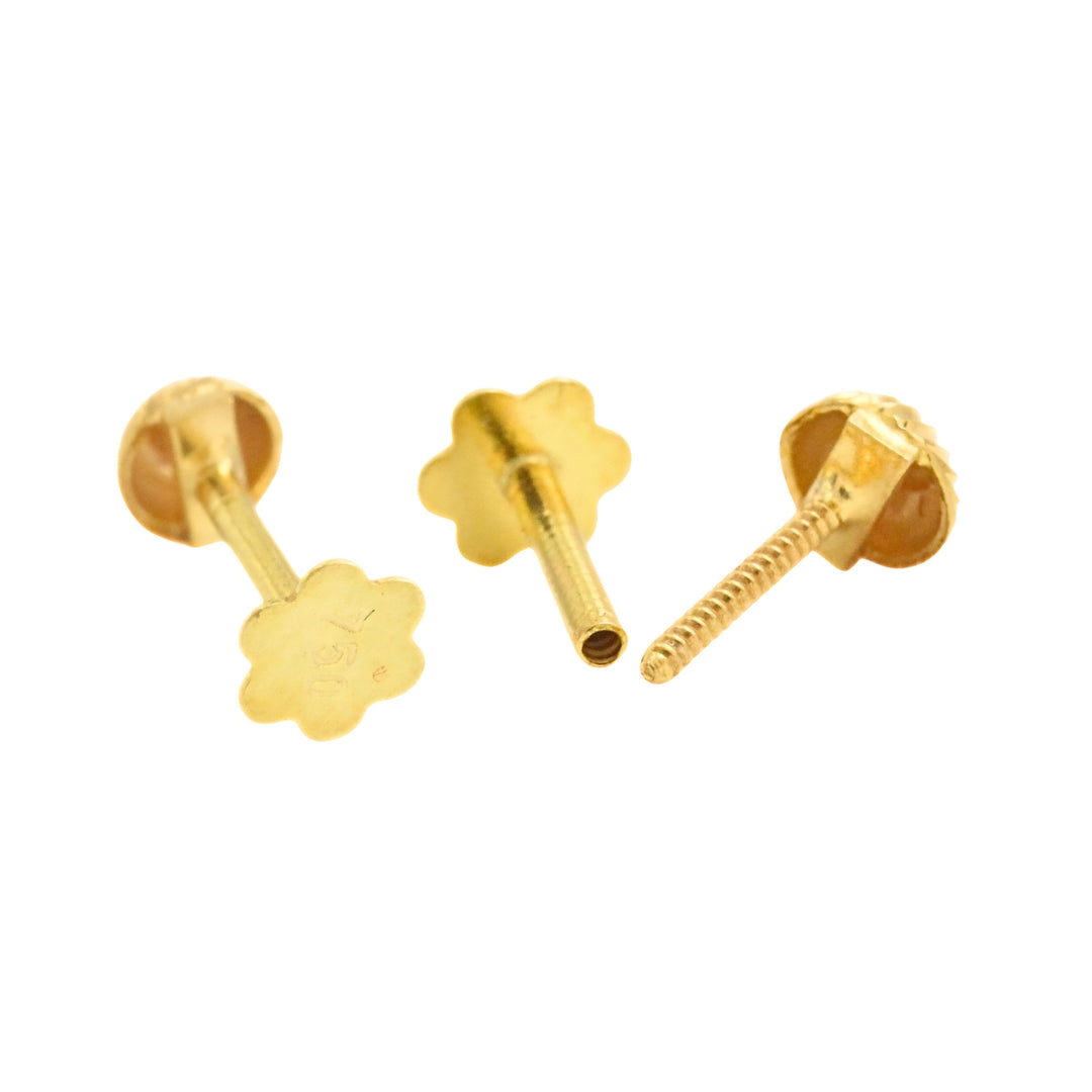 18K Real Gold women swirl dome Nose stud cum Earring Gold Screw Back